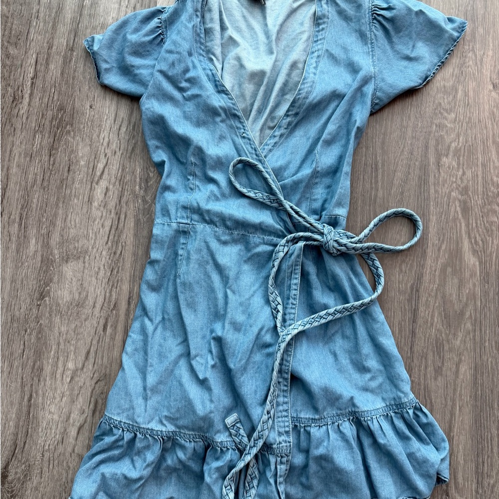 PAIGE Light Blue Denim Wrap Dress